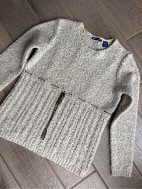 Architect Cream Flecked Crewneck Sweater with Drawstring